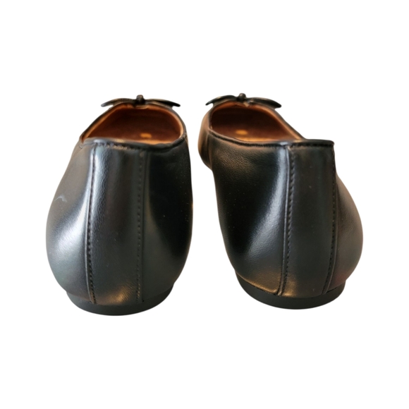Vionic Black Leather Loafers with Bow Accent - Picture 5 of 9